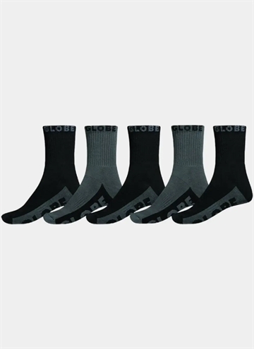 Globe Svart/Grå Crew 5 Pack Strumpor