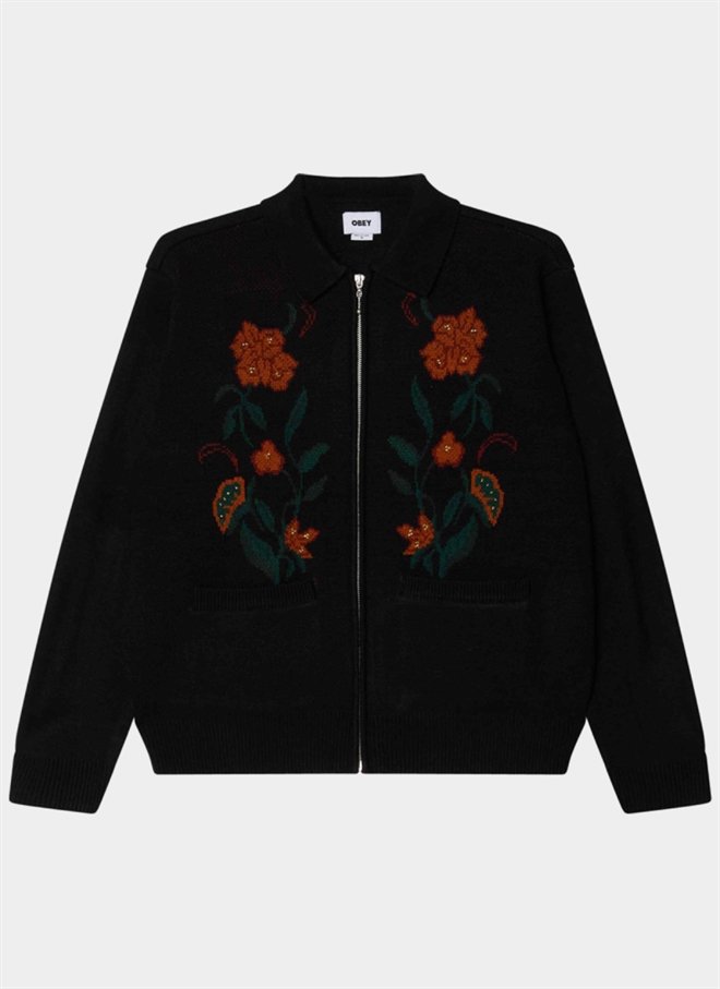 Obey Blommig Zip Kofta